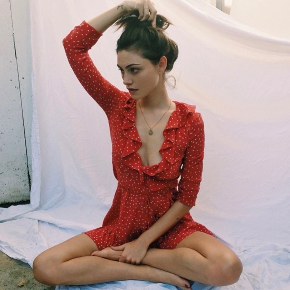 Realisation Par | Alexandra‎ Red Star Print Silk Wrap Dress Size XS